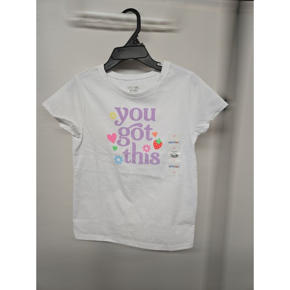 NWT Girls “You Got This” Inspirational Short Sleeve Graphic Tee – Size 5T White